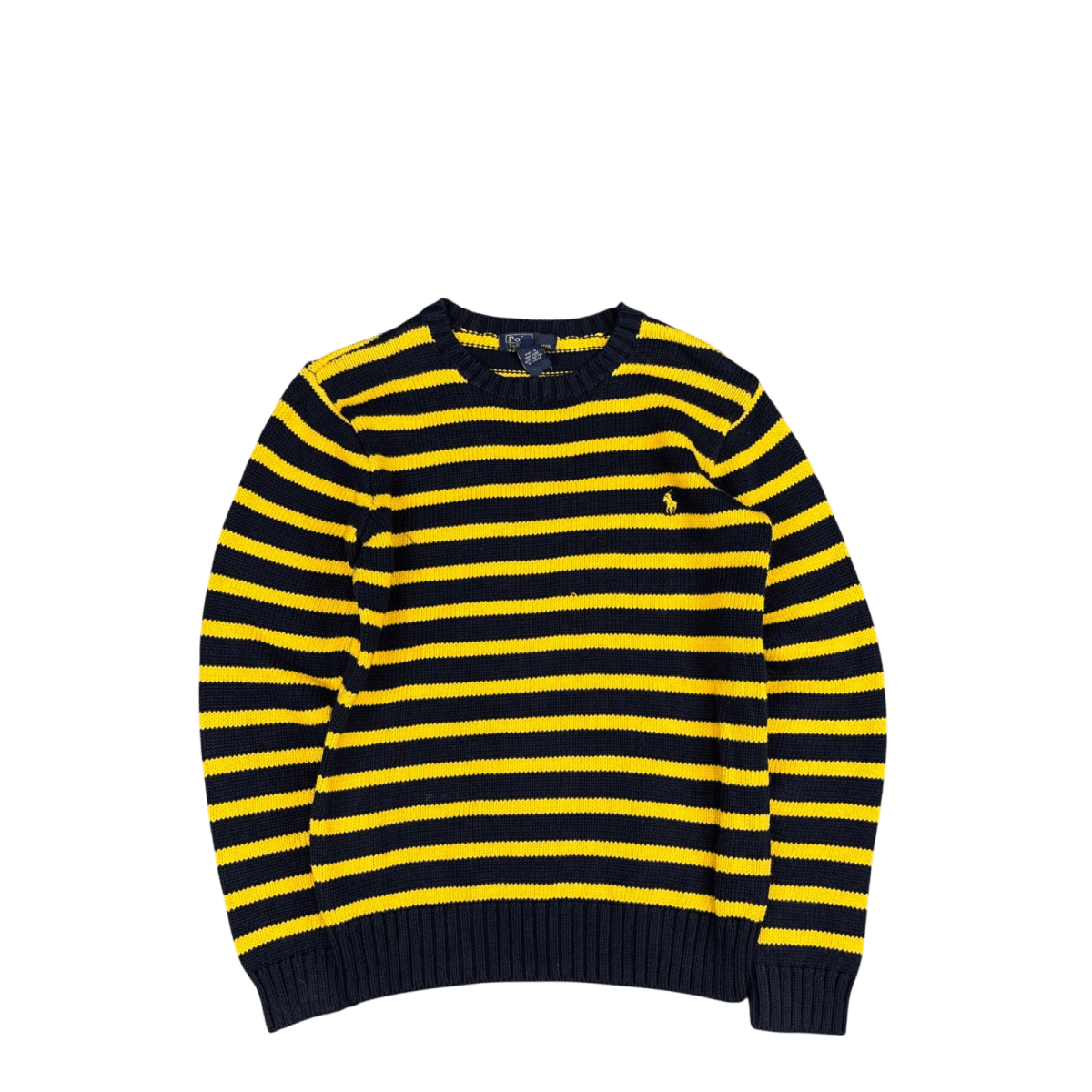 Polo Ralph Lauren Striped Sweater - Navy Blue/Yellow (L)