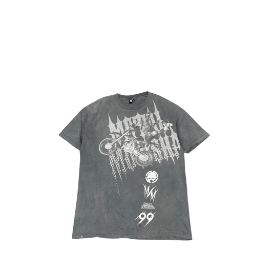 Skull Motocross Graphic Tee - Faded Black (M)