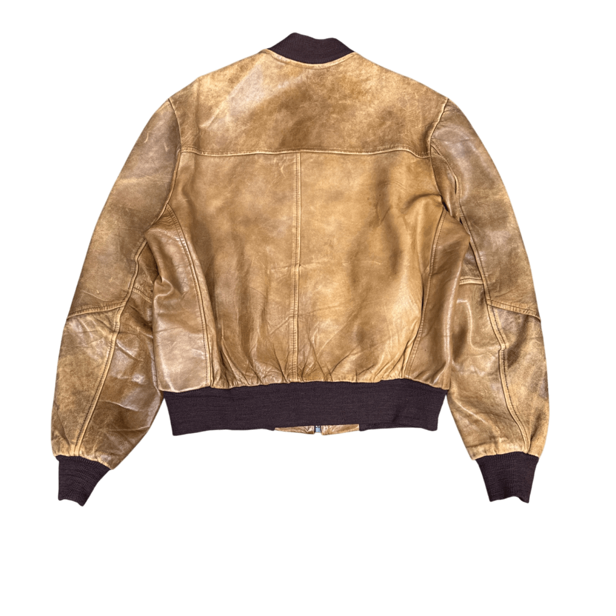 Vintage Leather Bomber Jacket - Brown (M)