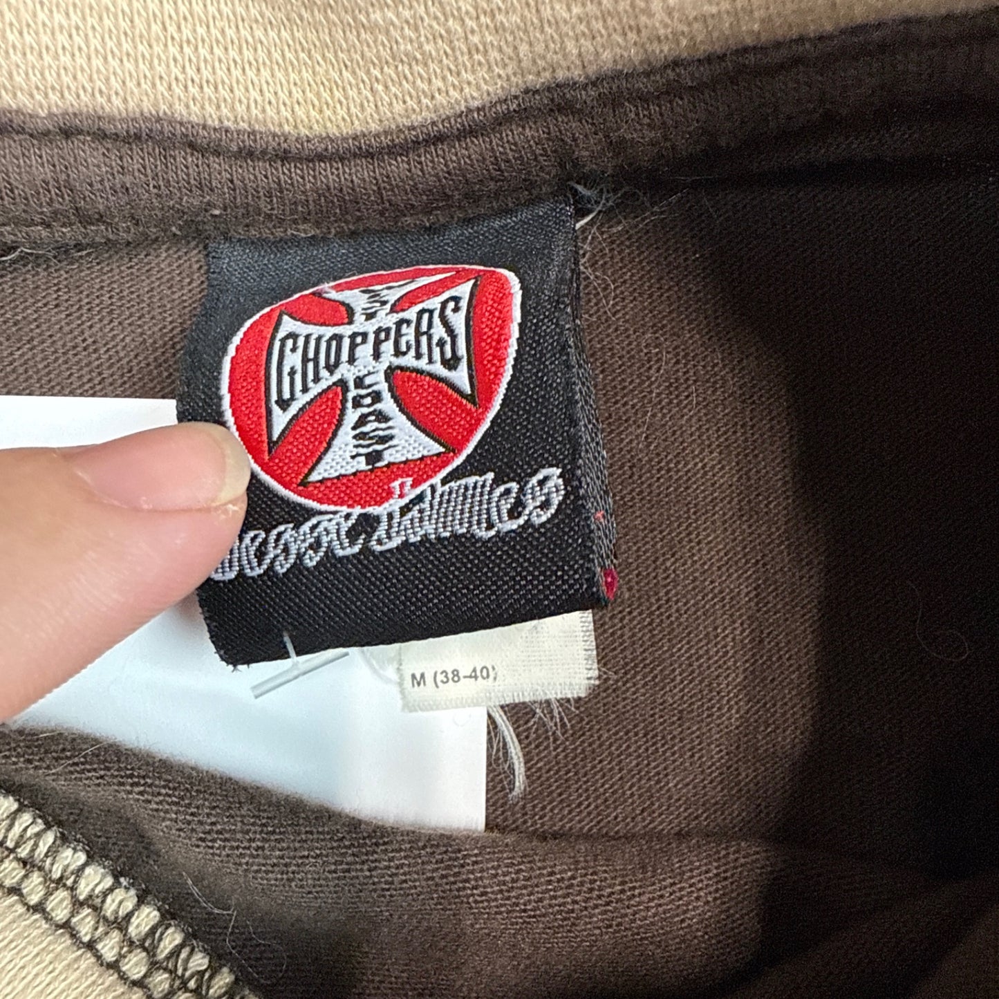 West Coast Choppers Layered Long Sleeve Tee - Brown/Beige (M)