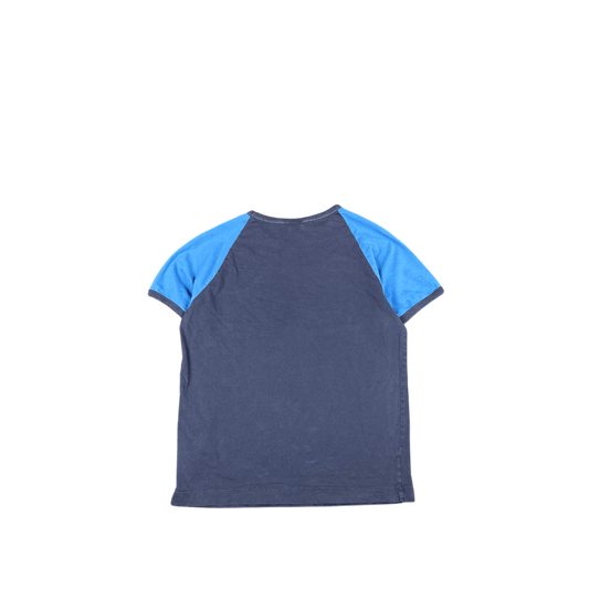 Diesel Tropical Cyclone T-Shirt - Navy Blue with Light Blue Sleeves (L)