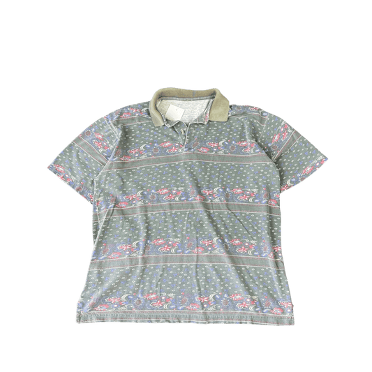 Vintage Patterned Polo - Sage Green Multi (M)