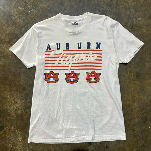 Puff Print Auburn Tigers Stripe Logo Tee