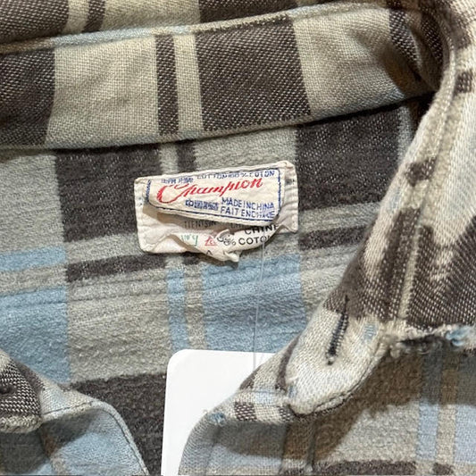 Champion Block Plaid Cotton Flannel Button Up