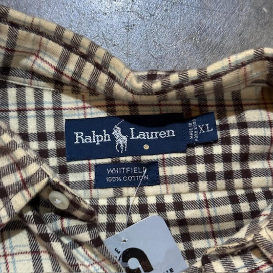 Ralp Lauren Beige/Brown Checkered with Red/Blue Striped Flannel